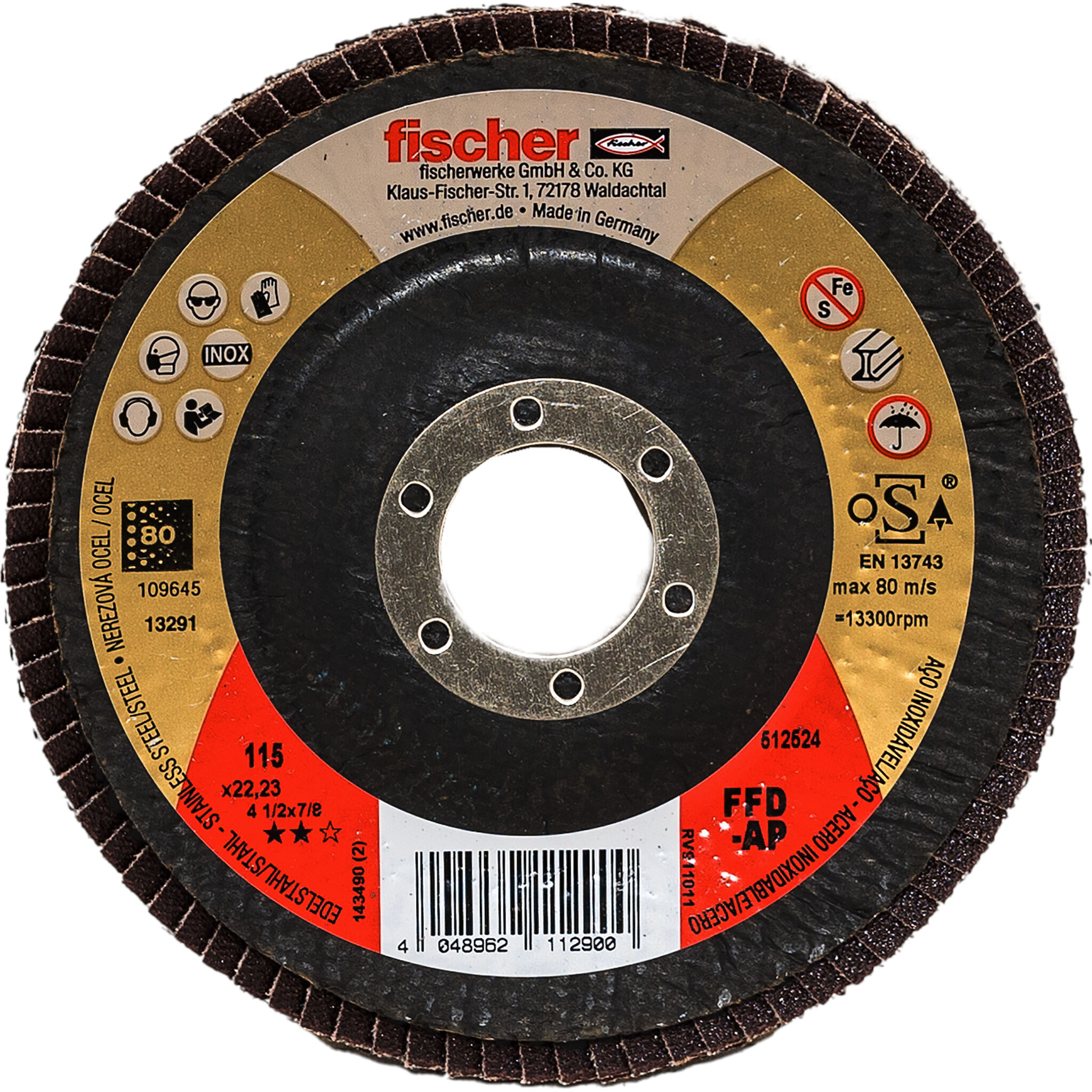 fischer flap disc FFDAP 115 K80 inox